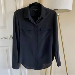 Madewell Black Silk Button Down Small